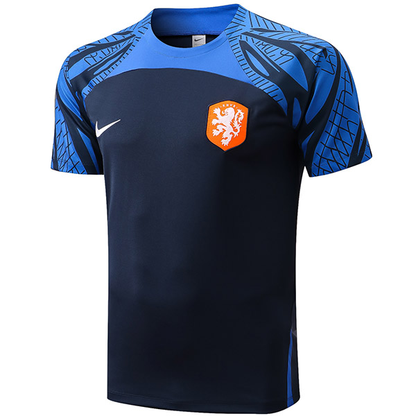 Netherlands maglia da calcio da allenamento pre-partita maglia da calcio da uomo nera royal sportswear olanda uniforme 2022-2023